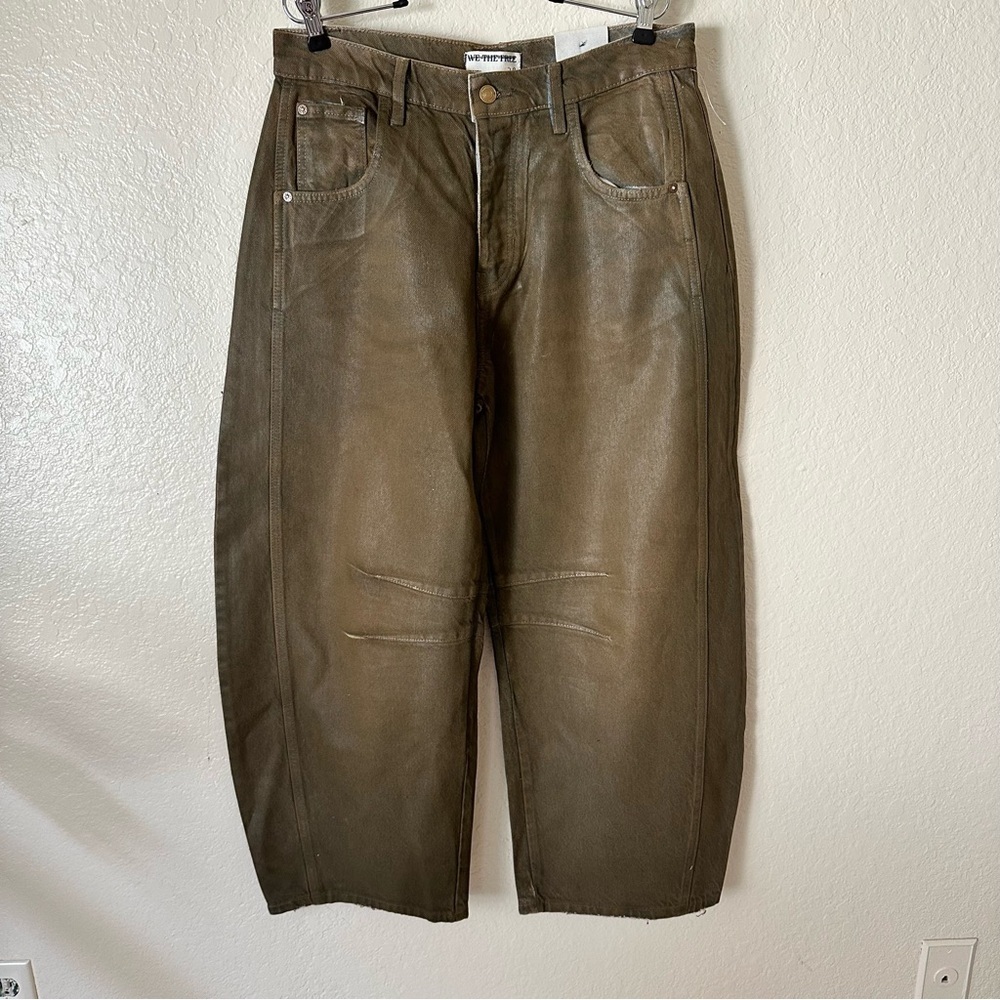 New Free people x new moon Good Luck Coated High Waist Barrel Jeans size 28 - Picture 9 of 14